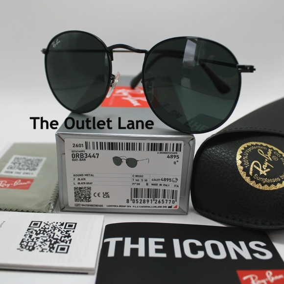 Model Display RayBan Round Metal All Black RB3447 - Picture 4 of 16